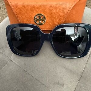 Tory Burch Navy Sunglasses with Bold Orange Case